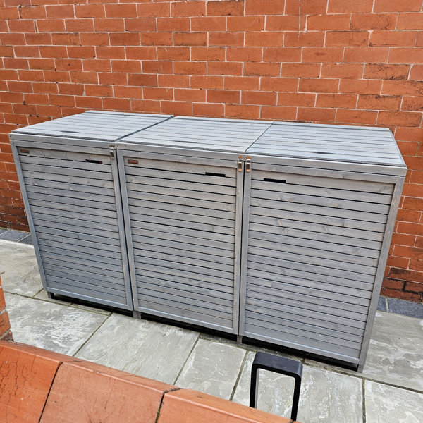 Samuel Alexander 2.03m x 1.14m Large Grey Wooden Outdoor Garden Triple